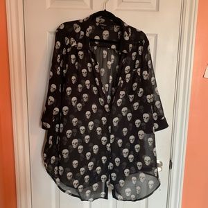Torrid Sheer Skull Blouse / Cover-up